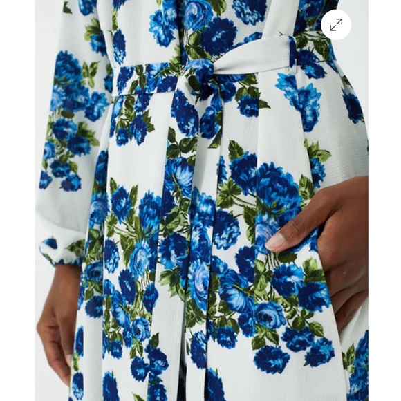 EMILIA WICKSTEAD Blue Flower Bouquet Elanda Crepe Georgette Dress - Picture 5 of 12